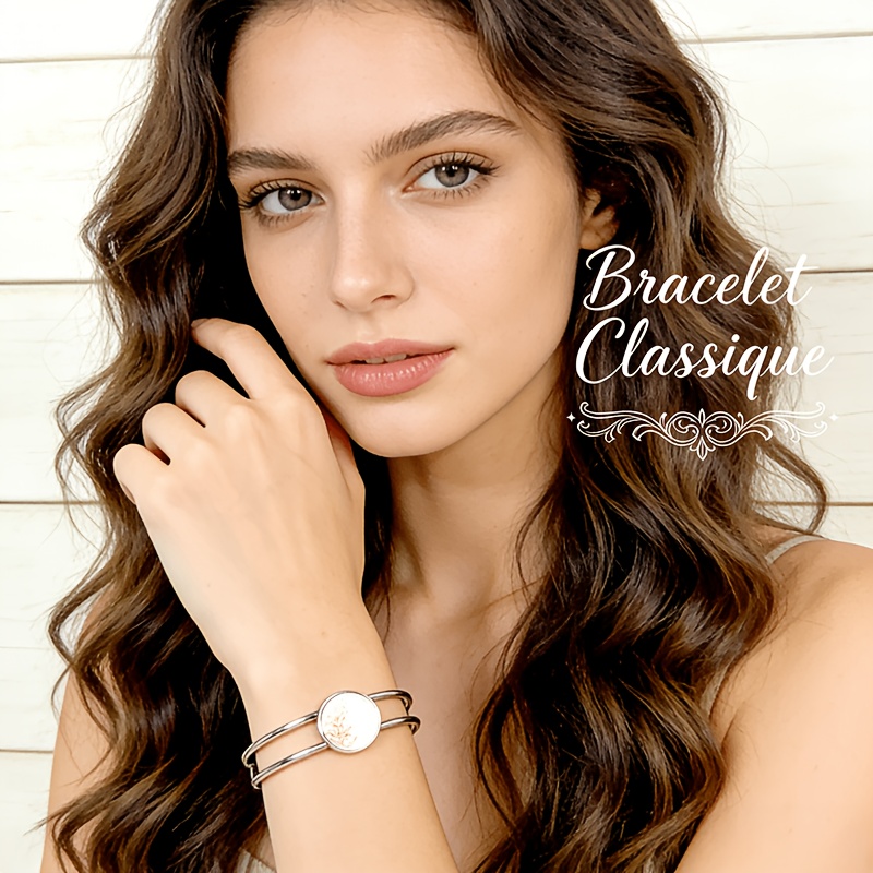 Women's Adjustable Open Bangle with Lily Flower Pattern